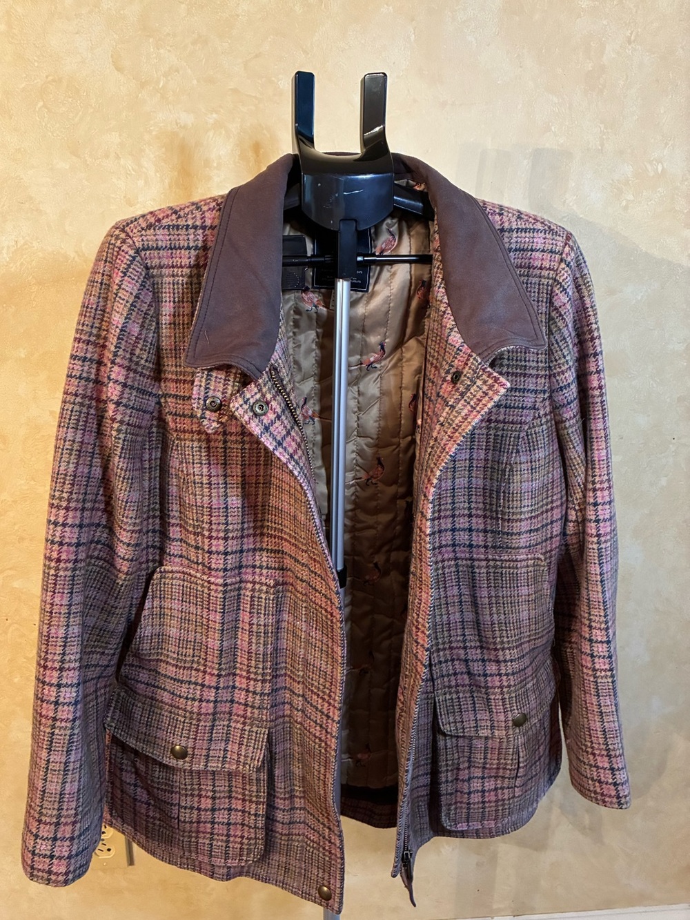 Joules Women's Pink & Brown Tweed Fieldcoat
